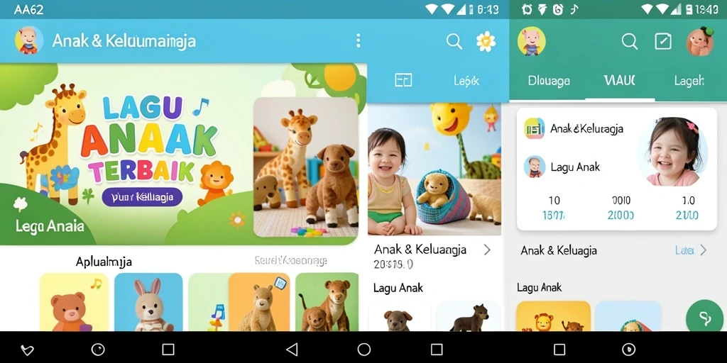 Tampilan antarmuka aplikasi AA62 untuk Lagu Anak.