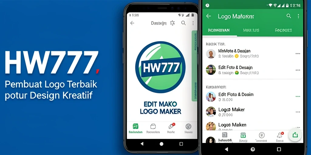 Tampilan antarmuka HW777 dengan berbagai opsi desain logo.
