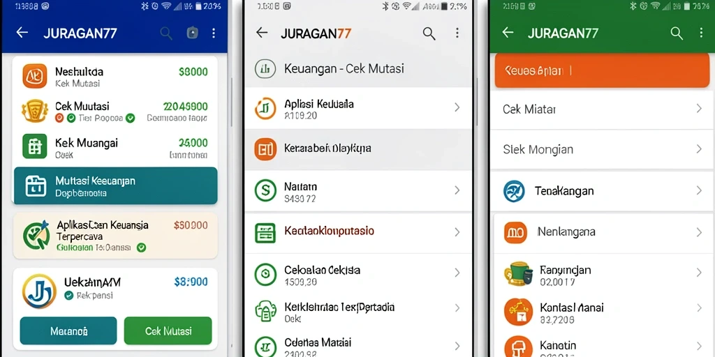 Antarmuka JURAGAN77 yang menampilkan mutasi keuangan dengan jelas.