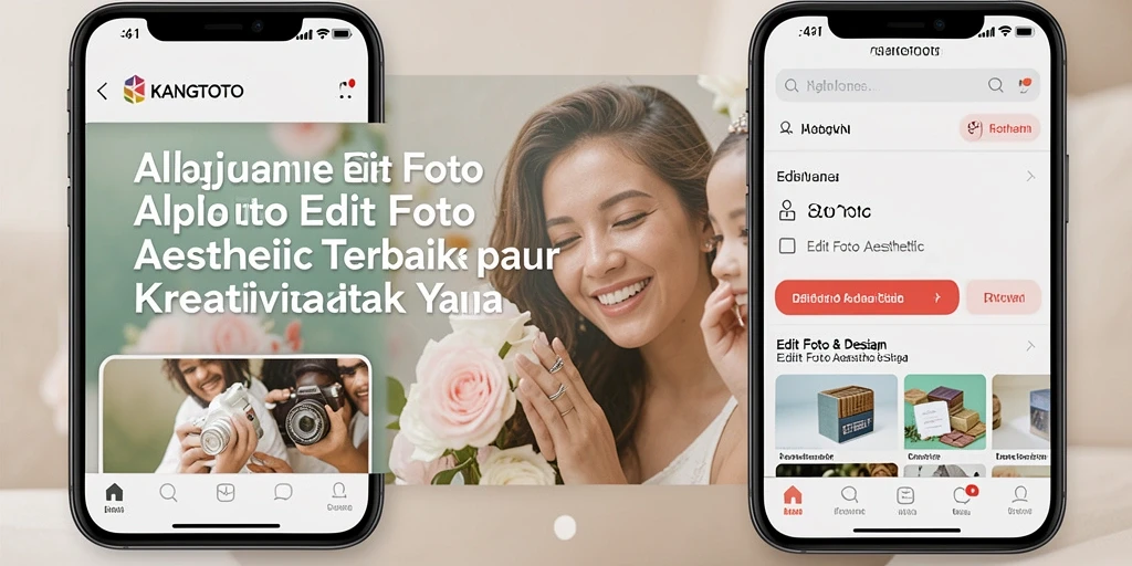 Antarmuka aplikasi KANGTOTO menampilkan berbagai alat untuk Edit Foto Aesthetic.
