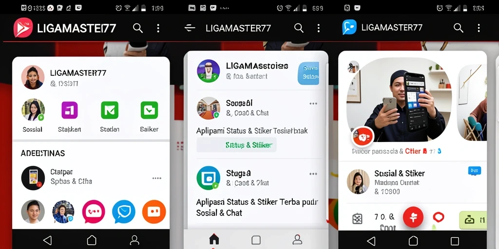Antarmuka menarik LIGAMASTER77 dengan berbagai stiker kreatif.